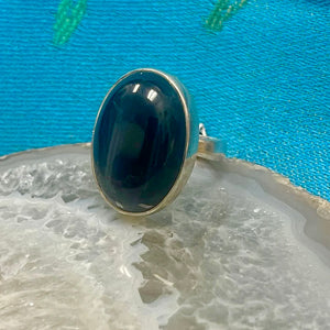 Blue Tiger Eye Sterling Silver .925 Ring \ Adjustable