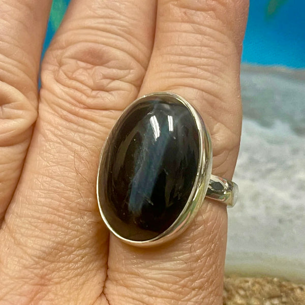 Blue Tiger Eye Sterling Silver .925 Ring \ Adjustable