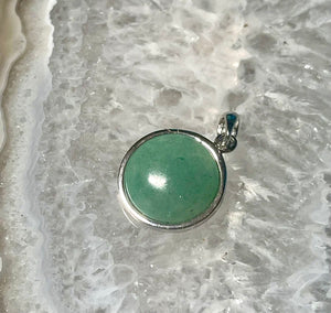 Jade Luck Round Affirmation Sterling Silver Pendant Necklace