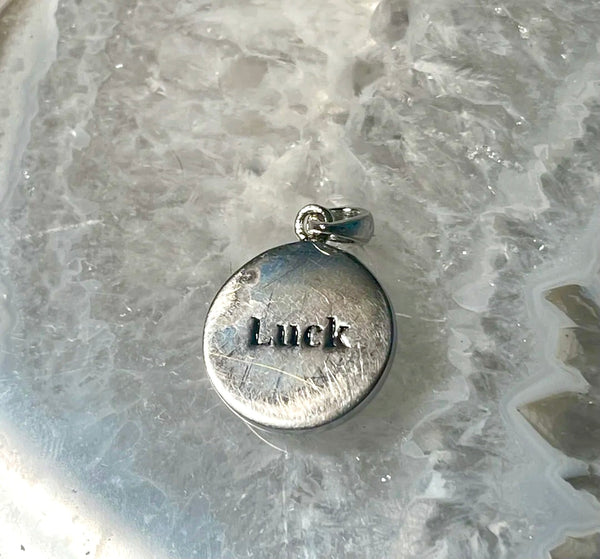 Jade Luck Round Affirmation Sterling Silver Pendant Necklace