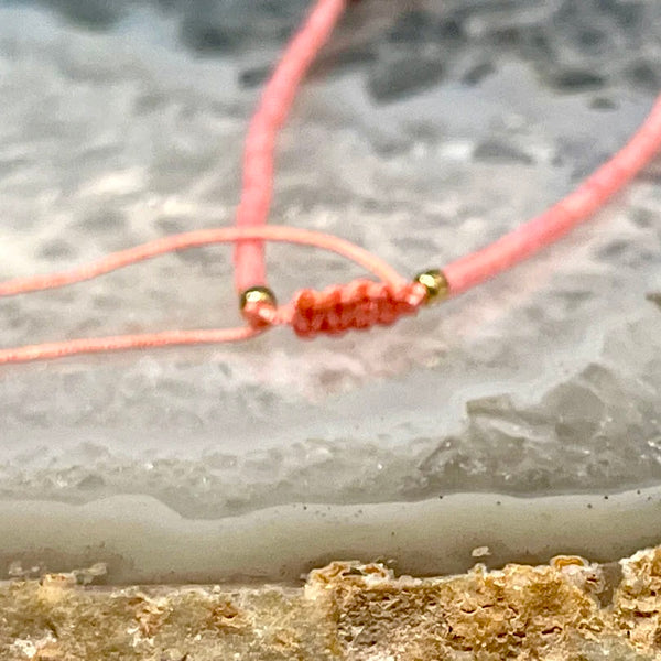 Rhodonite Micro Faceted Macrame Closure Adjustable Bracelet