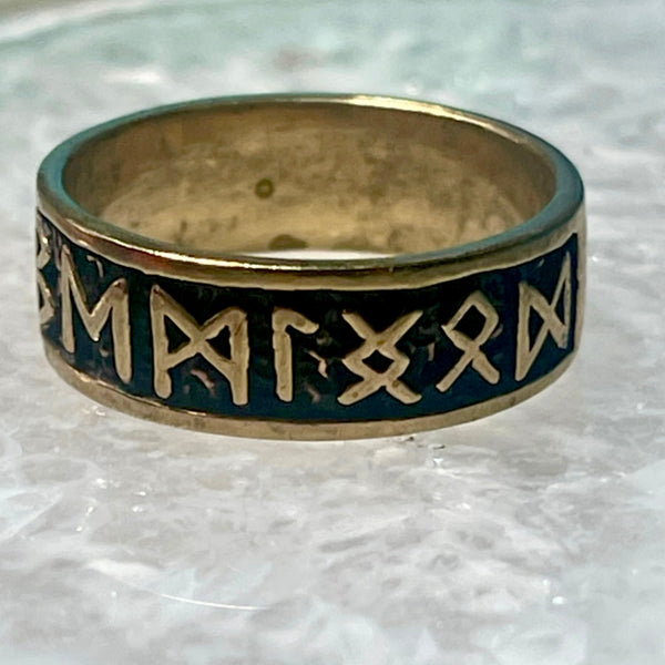 Norse Runes Bronze Band Ring