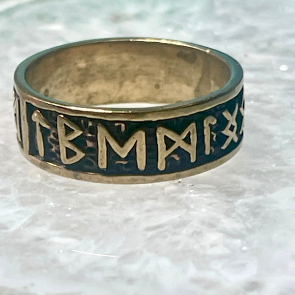 Norse Runes Bronze Band Ring