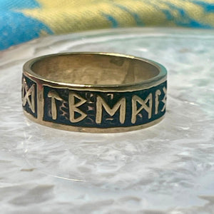Norse Runes Bronze Band Ring