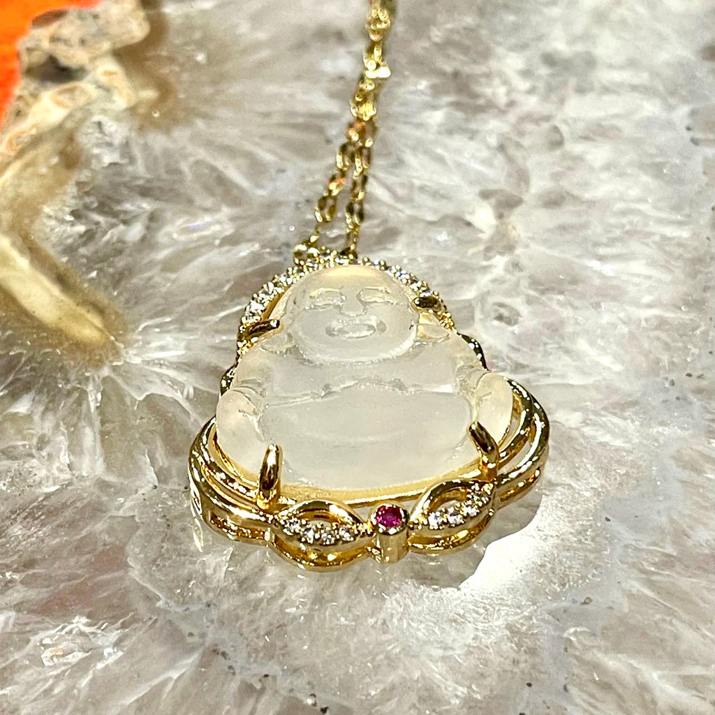 Rose Quartz Buddha Necklace, Pink Buddha Necklace, Buddha Necklace with  Crystal, Buddha Jewelry - GetNameNecklace