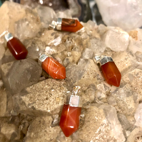 Carnelian Dagger Style Silver Electroform Pendant