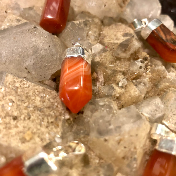 Carnelian Dagger Style Silver Electroform Pendant