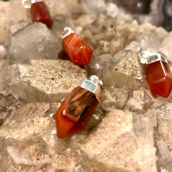 Carnelian Dagger Style Silver Electroform Pendant