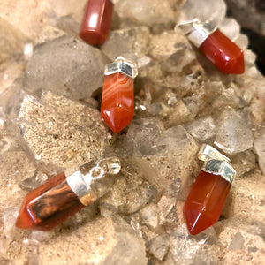 Carnelian Dagger Style Silver Electroform Pendant