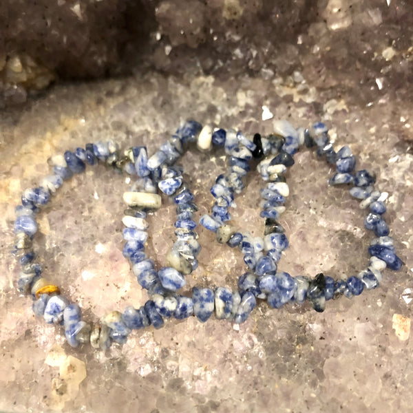 Sodalite Chip Style Stackable Elastic Bracelet