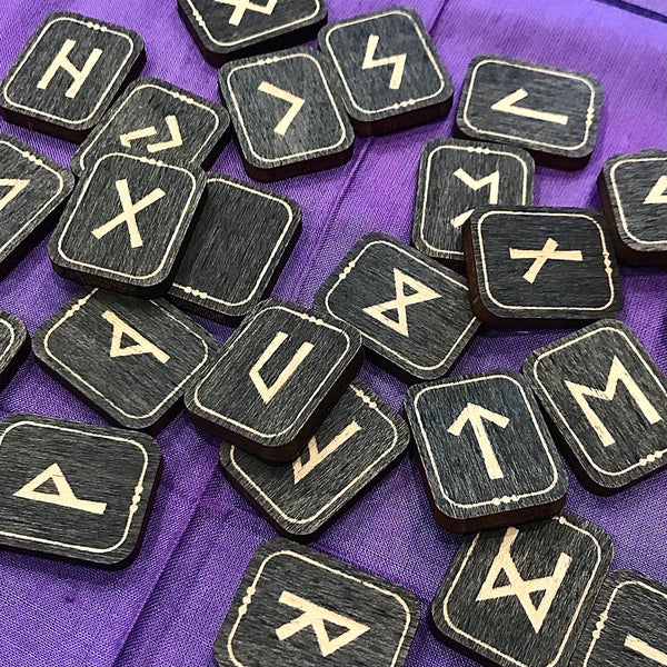 Elder Futhark Wooden Runes Tile Sets  | Assorted