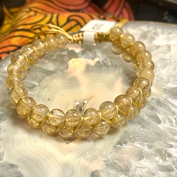 Citrine Double Strand Macrame Closure Bracelet