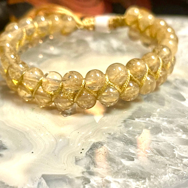 Citrine Double Strand Macrame Closure Bracelet