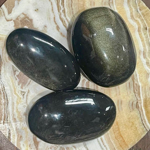 Golden Sheen Obsidian Palm Stones