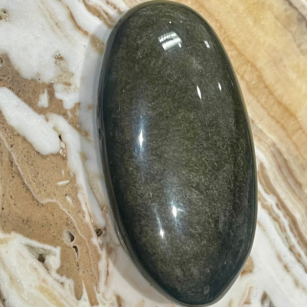 Golden Sheen Obsidian Palm Stones