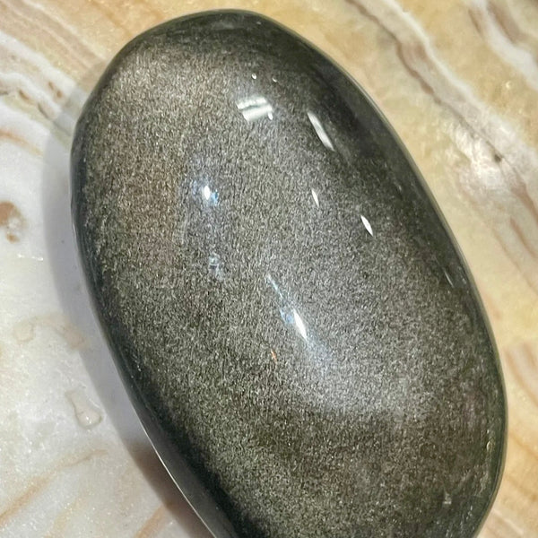 Golden Sheen Obsidian Palm Stones