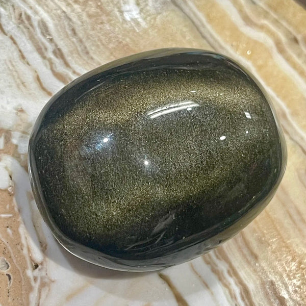 Golden Sheen Obsidian Palm Stones