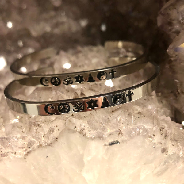 Coexist Cuff Style Stainless Steel Bracelet