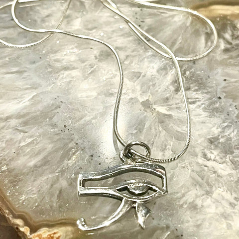 Eye of Horus Sterling Silver .925 Pendant on 20” Necklace