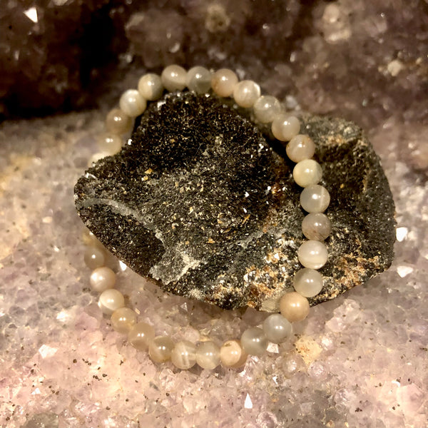 Moonstone with Natural Hues 6mm Round Stackable Bracelet