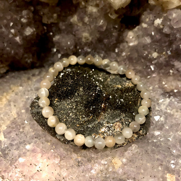 Moonstone with Natural Hues 6mm Round Stackable Bracelet