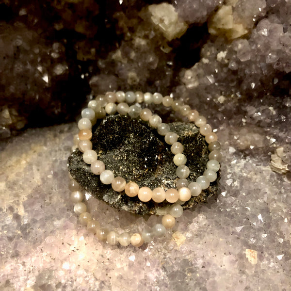 Moonstone with Natural Hues 6mm Round Stackable Bracelet