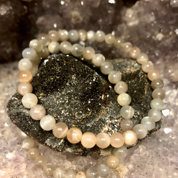 Moonstone with Natural Hues 6mm Round Stackable Bracelet