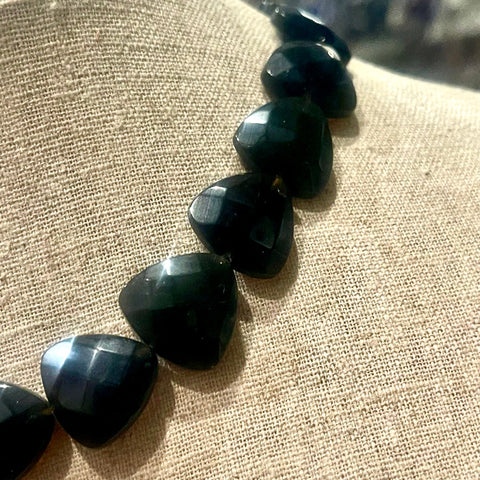 Black Agate Faceted Trillion Cut 20mm Gemstone Specialty Bead