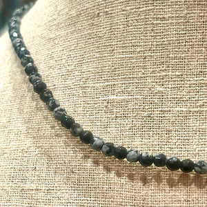 Snowflake Obsidian 3.5mm Faceted Gemstone 15 Inch Strand