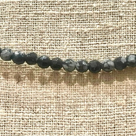 Snowflake Obsidian 3.5mm Faceted Gemstone 15 Inch Strand