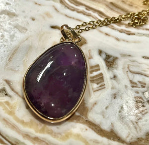 Amethyst Abstract Pendant 14KT Plated Necklace 18inches