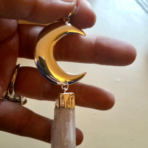 Selenite Silver Moon Pendant