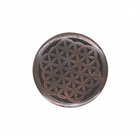 Flower of Life Incense Burner Black and Brass Finish