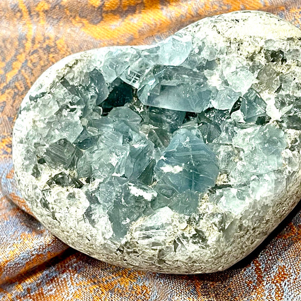 Celestite Druzy Heart Carving 4 inch