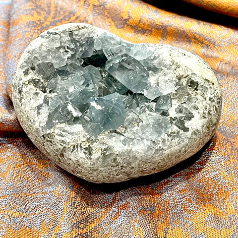 Celestite Druzy Heart Carving 4 inch