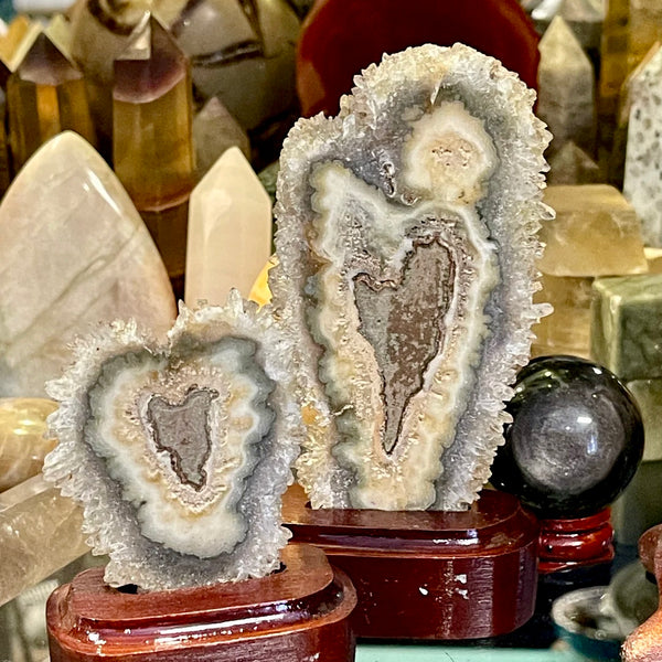 Solar Quartz Mounted Slice with Natural Heart Shape Center