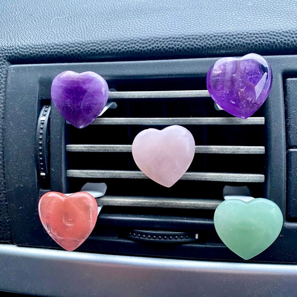 Crystal Heart Car Stone with Vent Clip | Assorted Stones