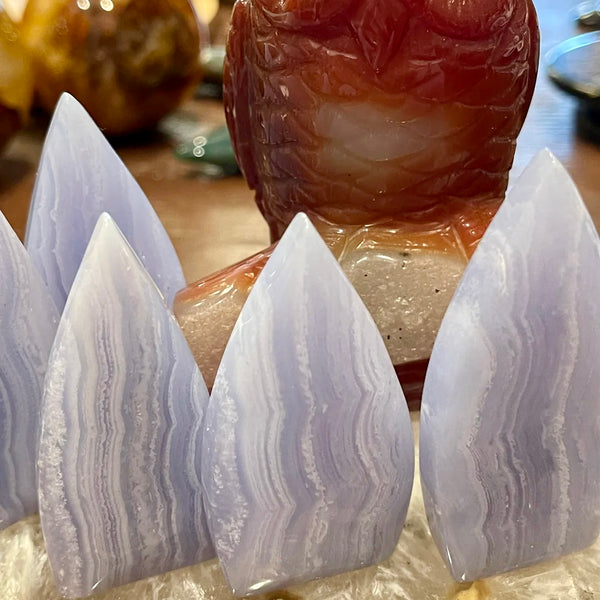 Blue Lace Agate Flame Carving