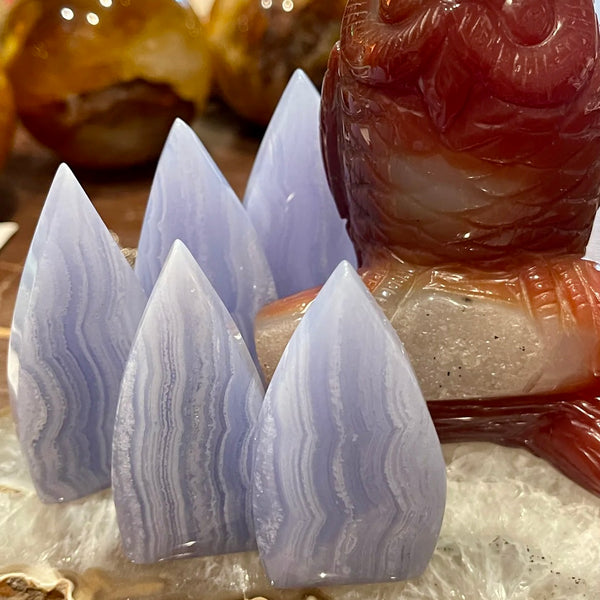 Blue Lace Agate Flame Carving