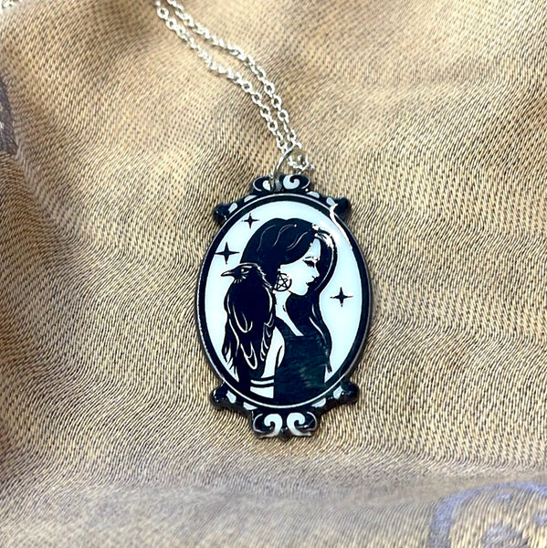 Hecate Raven Frame Monochromatic Pendant Necklace