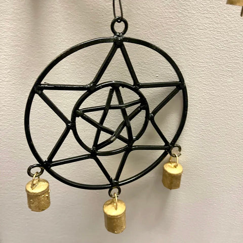 Pentacle, Triquetra, and Six Point Star Wind Chime