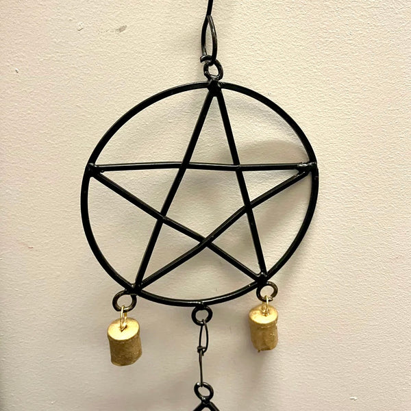 Pentacle, Triquetra, and Six Point Star Wind Chime