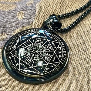 Seven Archangels Black Pendant Necklace | 22 inch