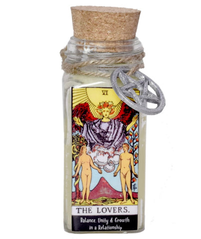 The Lovers Tarot Card Candle with Herbs & Crystals | 3.5 Oz