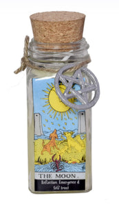 The Moon Tarot Card Candle with Herbs & Crystals | 3.5 Oz