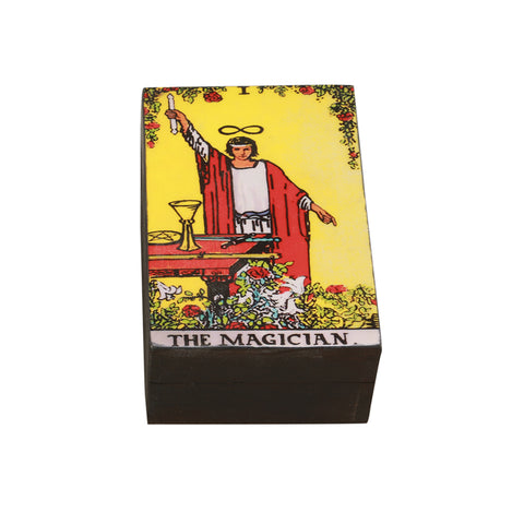 The Magician Tarot Design Wooden Tarot Card Box | 4”x6”
