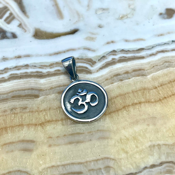 Om Sterling Silver .925 Round Pendant