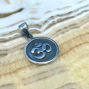 Om Sterling Silver .925 Round Pendant
