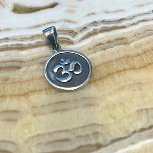 Om Sterling Silver .925 Round Pendant