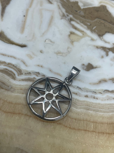 Seven Pointed Fairy Star .925 Sterling Silver Pendant